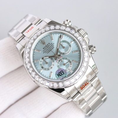 ROLEX Daytona Replica with Blue Dial 7750 Movement 904L Steel Light Blue Watch